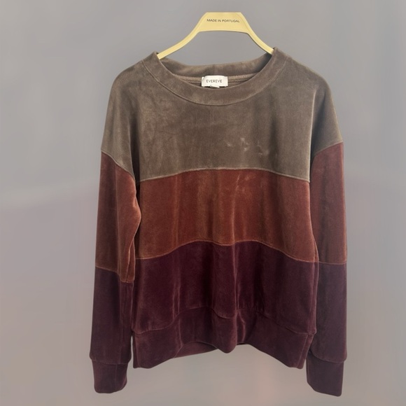 Evereve Gracey Velour Color block pullover retro earth tones medium - Picture 1 of 9